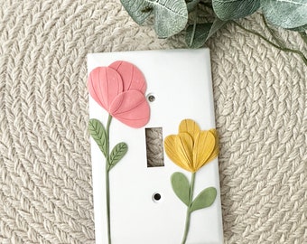 Cubierta/placa para interruptor de luz con diseño de flores grandes de Cottage Core para habitación/hogar