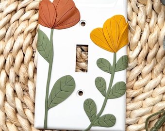 Fall Cottage core big flowers light switch cover/plate for room/home