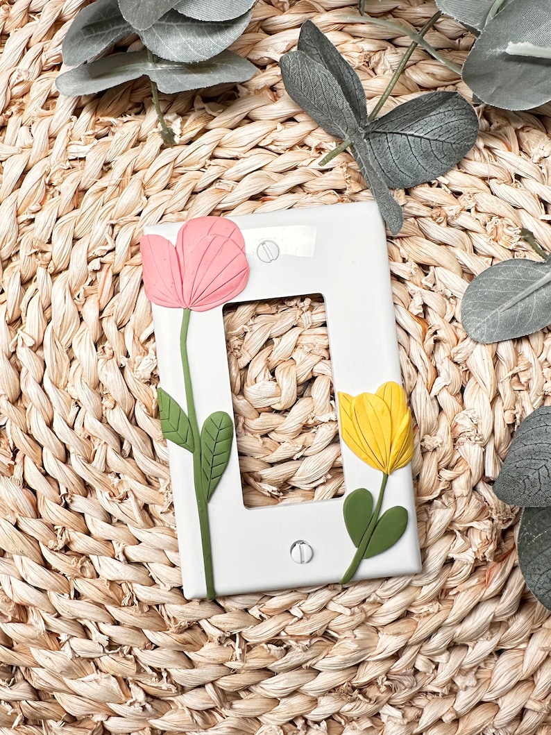 Cottage core big flowers light switch cover/plate for room/home rocker