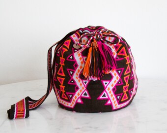 Schokobraun, Weiß, Pink, Orange _ hell und bunt Crossbody Bag