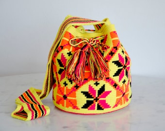 Gelb, Orange, Pink, Schwarz _ hell und bunt Crossbody Bag