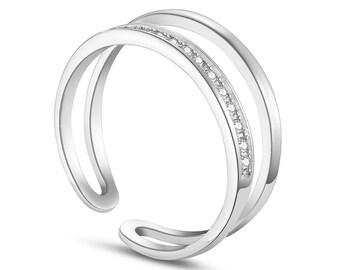 Ring 925/- Sterling Zilver geplatineerd met zirkonia #SR006