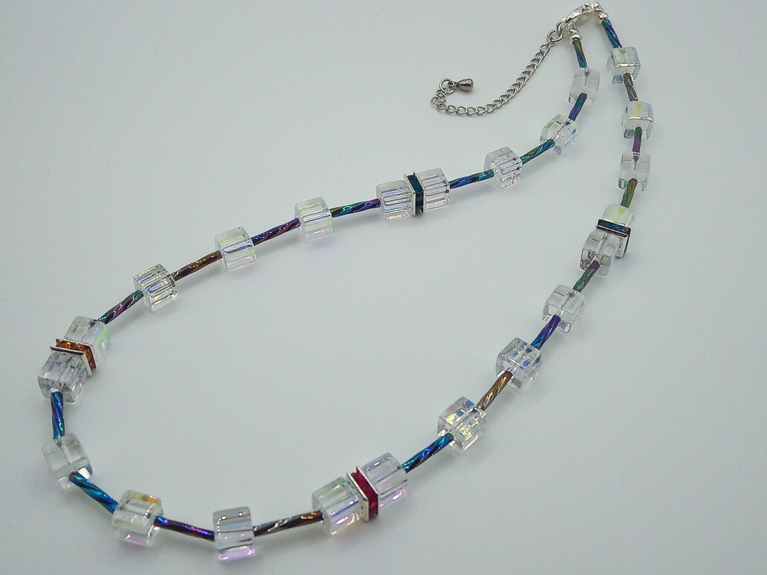 Collar Bisutería de vidrio Cubo Pedrería Collar - Etsy España