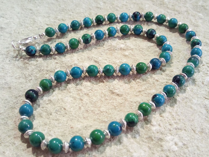 reconstructed Chrysokoll chain 6 mm different Lengths selectable #006