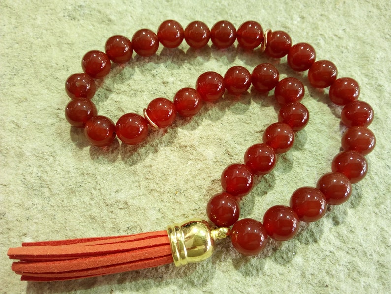 Prayer Necklace Carneol 33 Beads quot;Tasbihquot; 10 Shipping included #004b Store mm