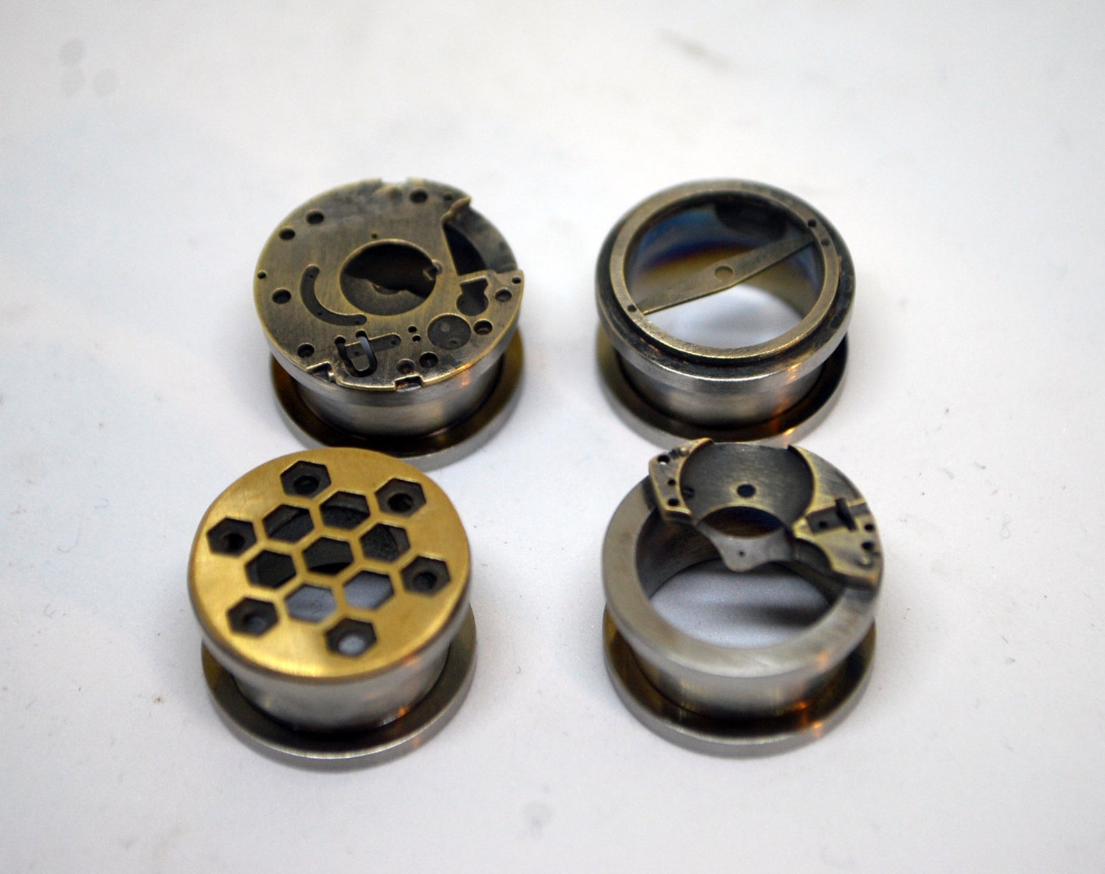 Steampunk Plug Tunnel 16 mmSingleHexagonsSacred GeometryplugTunnel