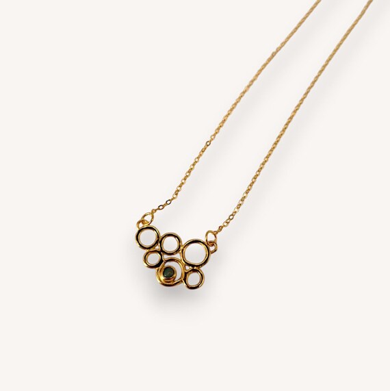 Necklace Zara Gold Circles With Opal, Handmade, 18k Gold Plated - Main Image