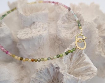Tourmaline Gold Hammered Arm Candy - Elegant Gemstone Bracelet, Handmade & Unique, Minimalist, Beaded Bracelet, Dainty, Statement