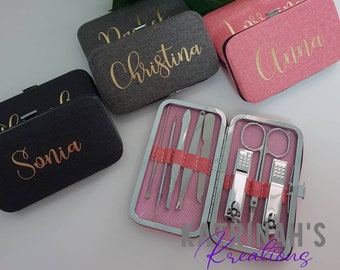 Personalised Manicure Set Kit Mother's Day Gift Grooming Nail Clippers Travel Grooming Kit 9 pieces Bridal Shower Gifts Pamper Party