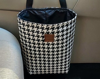 Vegan leather car trash bag, Car Garbage Bag Reusable Trash Bin Car Litter Bag Waterproof car organizer Car Accessory for woman