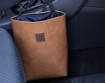 Waterproof car organizer, Car accessories for woman, Vegan leather car trash bag, Car Garbage Bag, Reusable Trash Bin, Car Litter Bag
