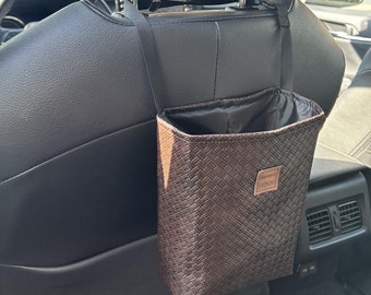 Vegan leather car trash bag Car Garbage Bag, Headrest Garbage Bag, Reusable Trash Bin, Car Litter Bag Waterproof car organizer Car Accessory