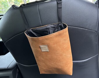 Waterproof car organizer, Car accessories for woman, Vegan leather car trash bag, Car Garbage Bag, Reusable Trash Bin, Car Litter Bag