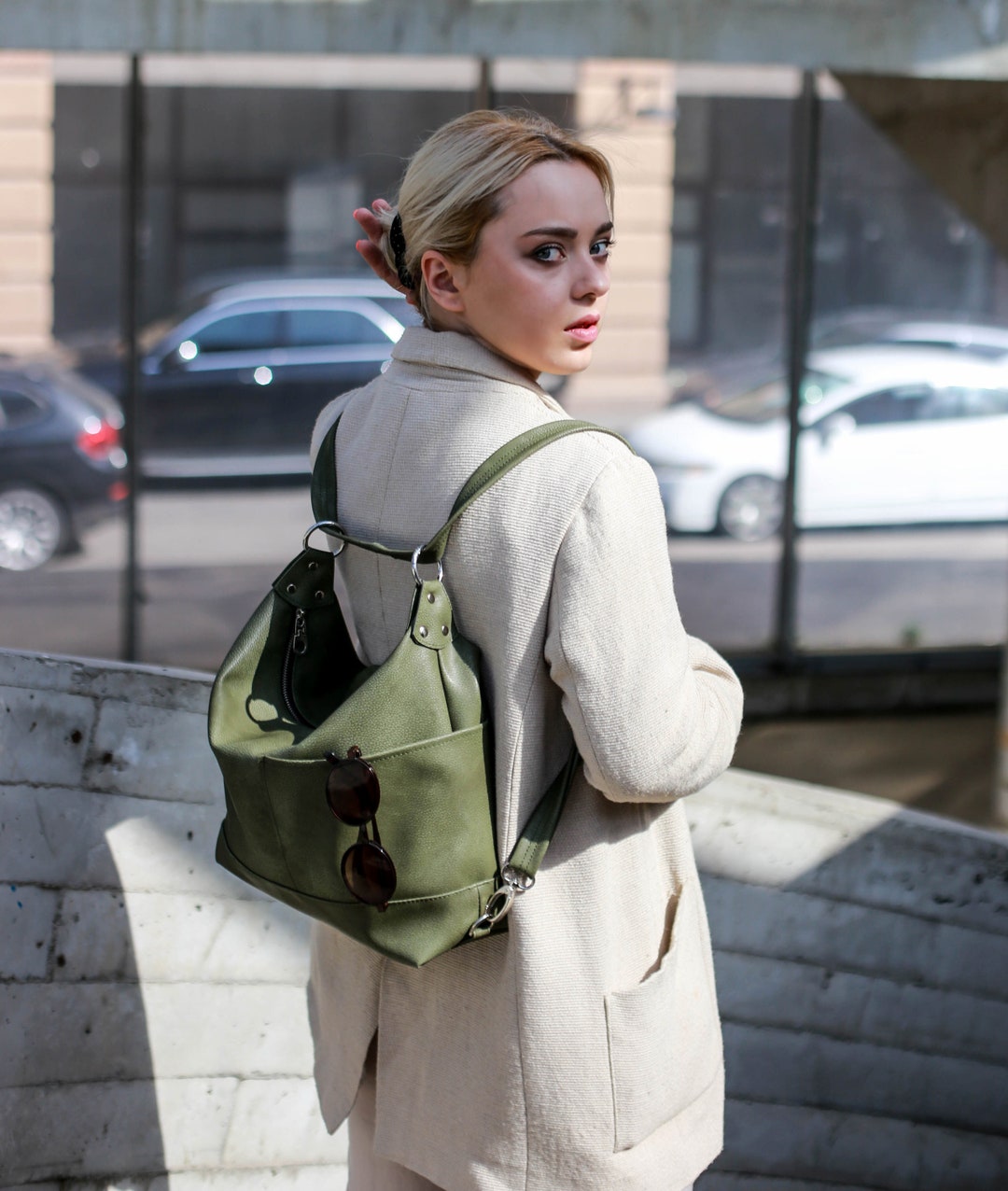 Dangerfield green Alien convertible backpack/shoulder bag NEW ARRIVALS BAGS + WALLETS – Dangerfield main image 4