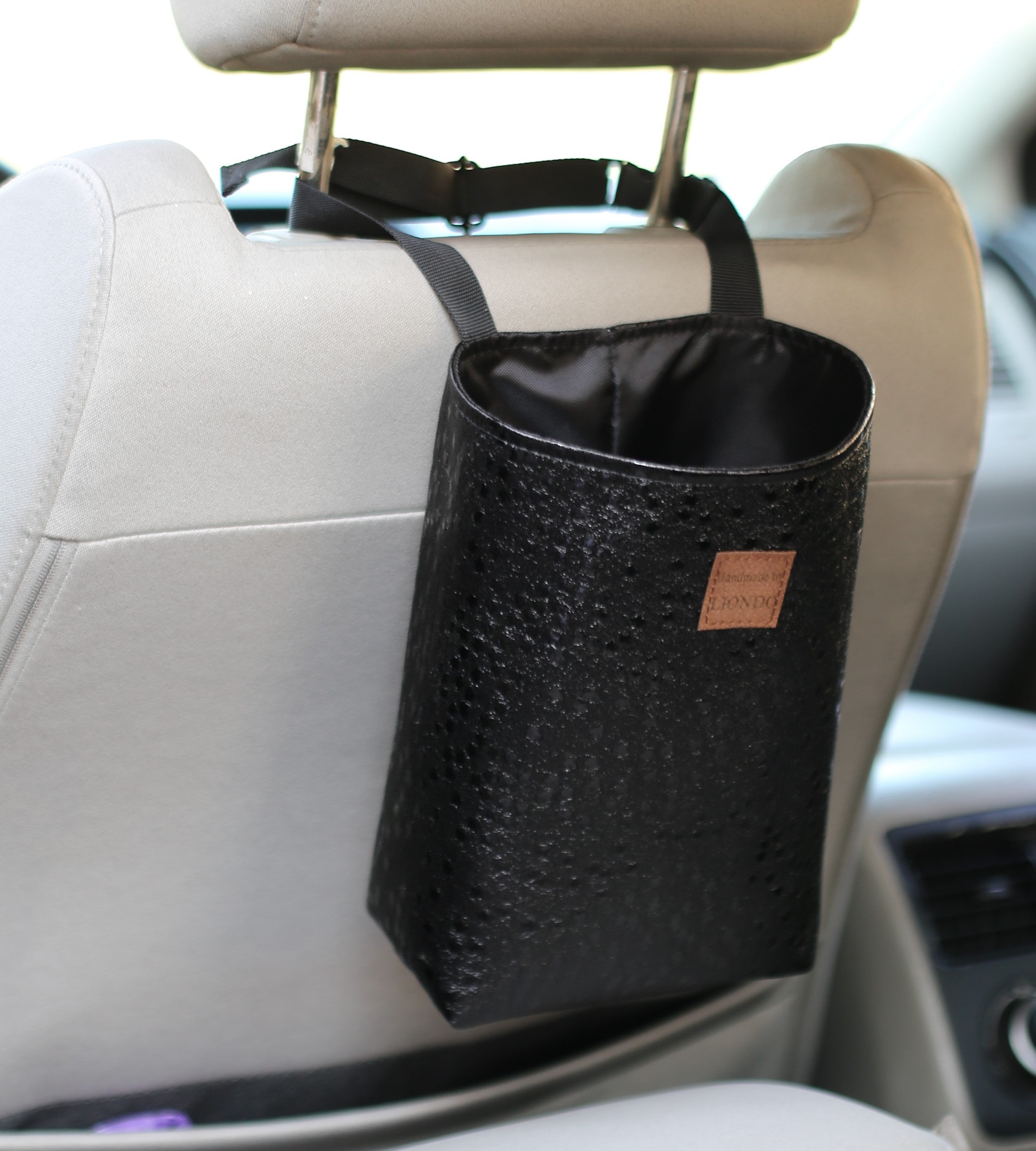 Woman Car accessories, Gold car trash bag, Vegan leather car trash bag,  Reusable Trash Bin, Waterproof car organizer, Car Garbage Bag