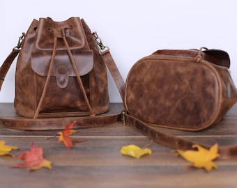 Personalized Leather Bag Woman, Bags For Women, Large Leather Bucket Bag, Brown Bucket bag, Crossbody Bucket bag, Crossbody leather bag