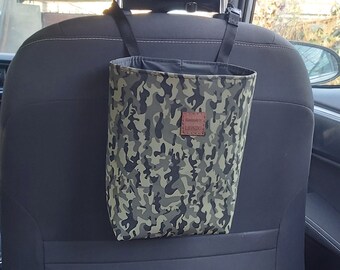 Auto Müllsack, Müllsack aus veganem Leder, Wasserdichter Müllsack fürs Auto, Autozubehör, Müllbeutel für unterwegs