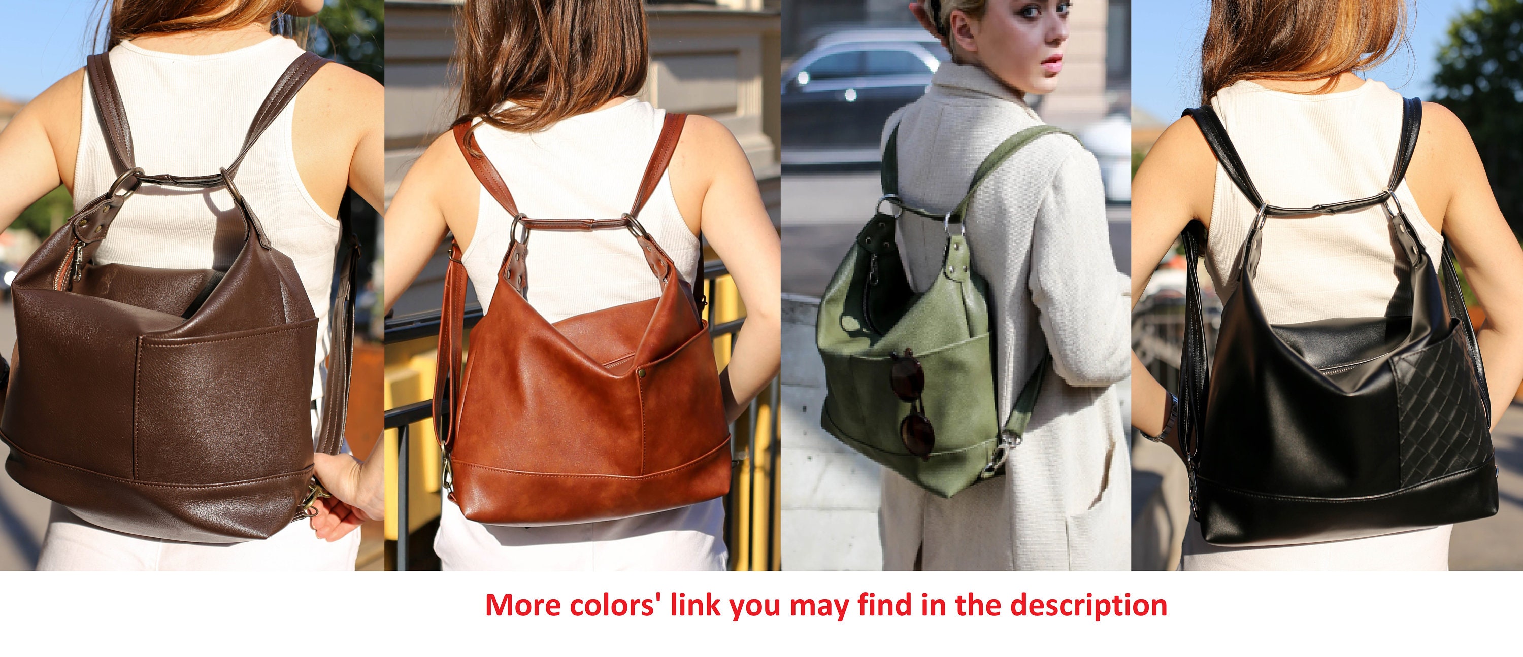 Convertible Backpack Purse, Green Hobo Bag, Woman Rucksack 