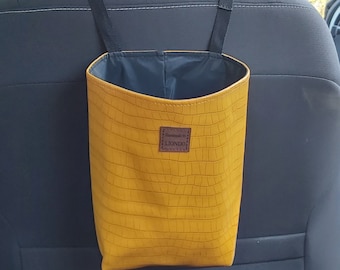 Poubelle de voiture, sac à litière de voiture en cuir végétalien, sac poubelle de voiture, organiseur de voiture étanche, accessoires de voiture pour femme, organiseur de voiture