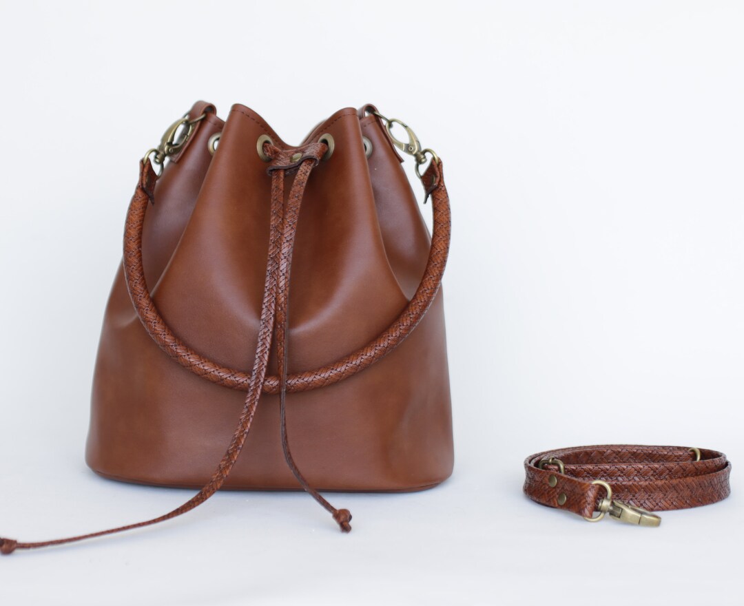 Brown Crossbody Bucket Bag Vegan Suede Bucket Bag Vegan Etsy