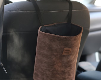Kopfstütze Müllsack, Samt Auto Müllsack, Brauner Müllsack, Wiederverwendbarer Mülleimer, Auto Müllsack, Auto Zubehör, Müllsack für LKW