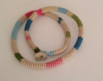 Wrap crocheted bracelet, Friendship bracelets, Crochet bracelet, Crochet jewelry, Colourful bracelets, Textile bracelets, Minimalist jewels