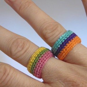 Crochet Rings, Finger Bands, Antiallergenic Rings, Textile Jewelry, Boho Jewelry, Friendship Rings, Modern Crochet Bands, Minimalist Jewels