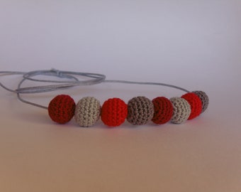 Crochet necklace, Crochet ball necklace, Amigurumi necklace, Minimalist necklace, Modern textile jewelry, Fiber necklace, Woven accesories