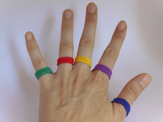 Crochet Rings, Antiallergenic Rings, Textile Jewelry, Rainbow Crochet,  Friendship Rings, Modern Crochet, Minimalist Jewelry, Boho Jewelry 