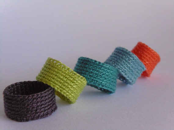 Crochet Rings, Antiallergenic Rings, Textile Jewelry, Rainbow Crochet,  Friendship Rings, Modern Crochet, Minimalist Jewelry, Boho Jewelry 