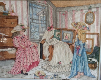 DRESSING UP  A Vintage Completed Needlepoint  Unframed