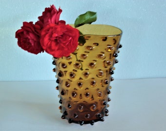 Giftable for that Collector Fan-Shaped Flower Vases Two Vintage AmberBrown Hand Blown Handblown