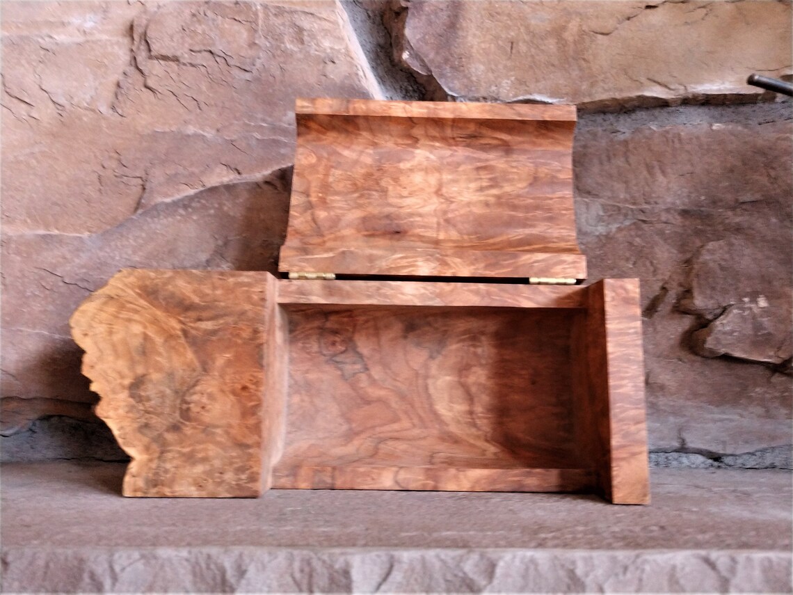 Live Edge Burl Wood Box Skillfully Hand Carved From a Single Etsy