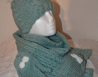 Bonnet moufle et écharpes femme