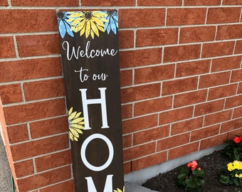 WELCOME SIGN for front door, welcome to our Home, Front Door Decor, Colorful welcome sign, Porch Decor