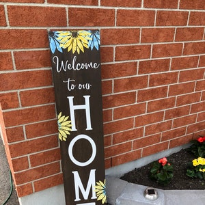 WELCOME SIGN for front door, welcome to our Home, Front Door Decor, Colorful welcome sign, Porch Decor image 1