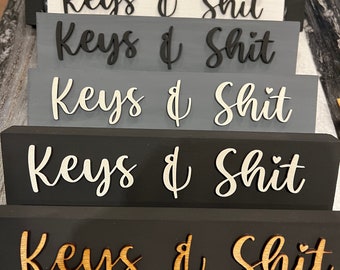 Key holder, Keys & Shit sign with hooks, Key holder for wall, Funny key holder for wall, Funny Christmas gift