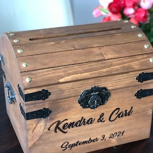 Boîte pour cartes de mariage personnalisée, Boîte pour cartes de mariage en bois rustique avec fente, Boîte pour cartes de mariage verrouillable