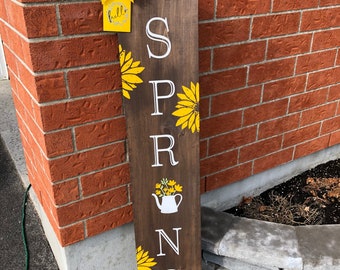 Welcome sign for front door, SPRING WELCOME SIGN, Flower and pot welcome sign, Colorful welcome sign, porch sign