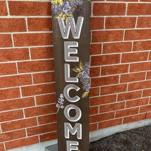 WELCOME SIGN for front door, Front Door Decor, Colorful welcome sign, Flower pattern welcom sign, welcome sign porch image 6