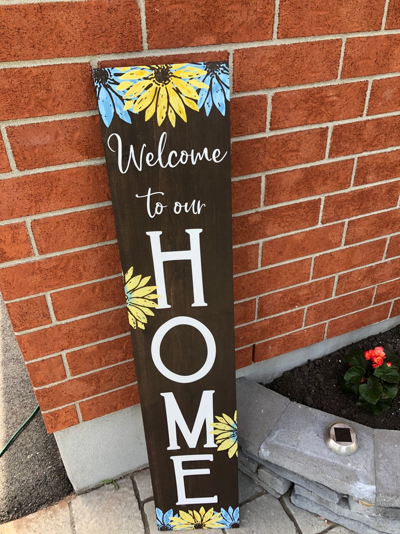 WELCOME SIGN for front door, welcome to our Home, Front Door Decor, Colorful welcome sign, Porch Decor image 3
