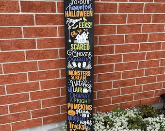 HALLOWEEN WELCOME SIGN for front door, Front Door Halloween Decor, Colorful welcome sign, Seasonal Porch Decor