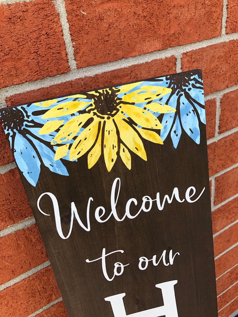 WELCOME SIGN for front door, welcome to our Home, Front Door Decor, Colorful welcome sign, Porch Decor image 5