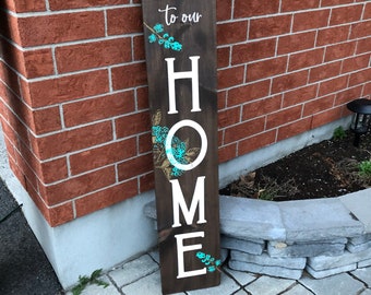 WELCOME SIGN for front door, welcome to our Home, Front Door Decor, Colorful welcome sign, Porch Decor