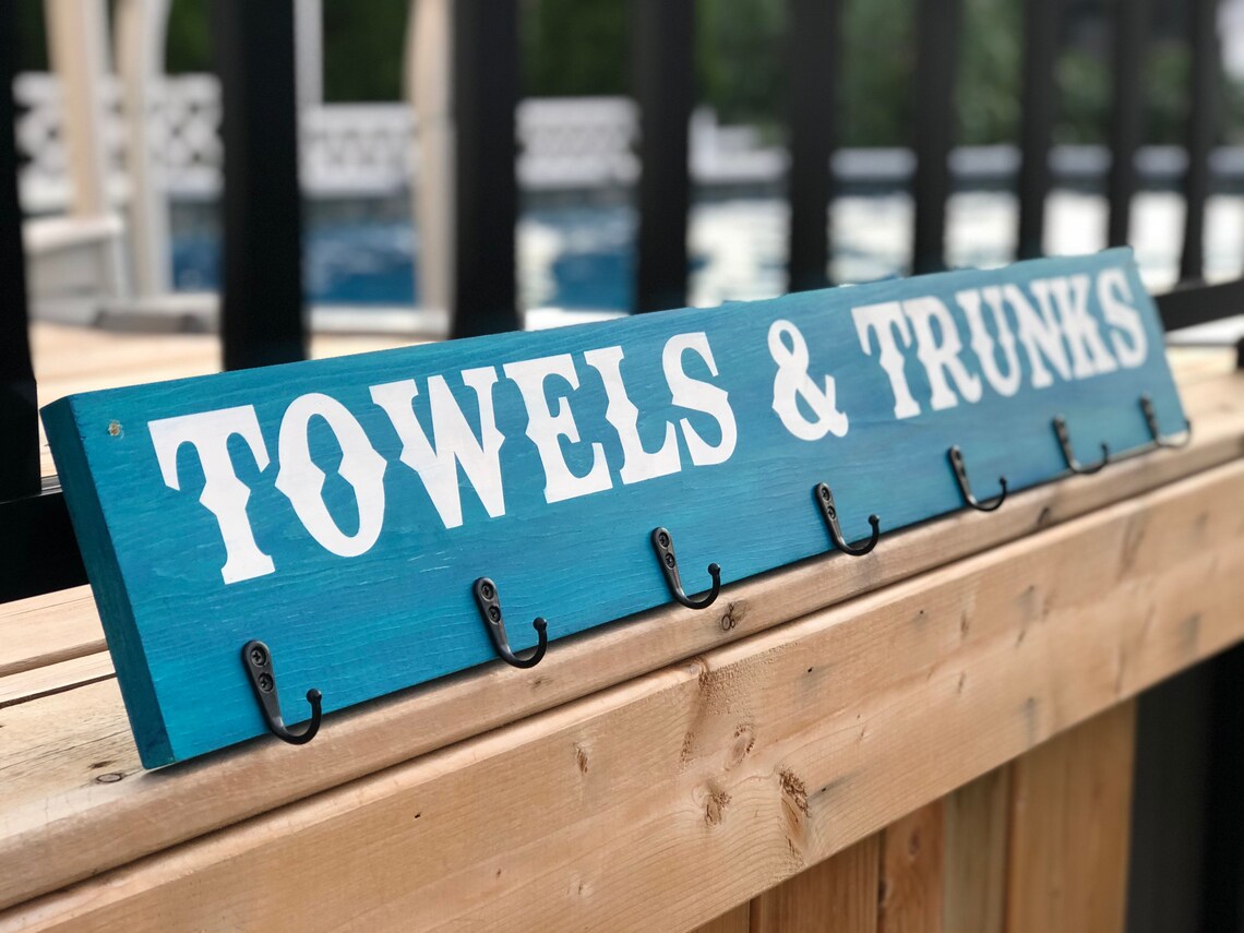 Swimsuit and Towel Rack Pool Towel Rack Towels and Trunks Etsy