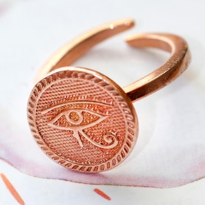 Eye Of Horus Signet Ring, Adjustable Sterling Silver Ring, Eye Of Ra Signet Ring, Ancient Egyptian Eye Of Horus Ring, Boho Egyptian Eye