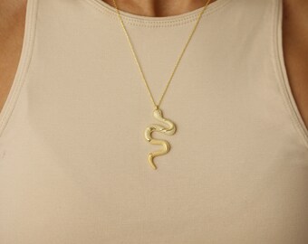 Silver Snake Necklace, Snake Necklace, Serpent Necklace, Big Snake Necklace, Gold Snake Necklace