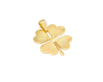 Sterling Silver Clover Pendant, 18k Gold Plated, Clover, Pendant, Gold, Floral Pendant, Flowers Pendant, Lucky Pendant, Four Leaf Clover