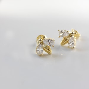 Silver Bee Earring, Bee Studs Earring, 925 Sterling Silver Bee Studs Earring