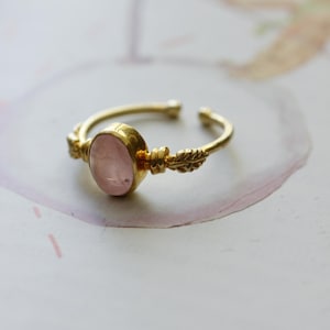 Genuine Rose Quartz Ring, 925 Sterling Silver Ring, Rose Quartz Jewelry, Gold Adjustable Rose Quartz Ring, Dainty Rose Quartz Ring, Handmade